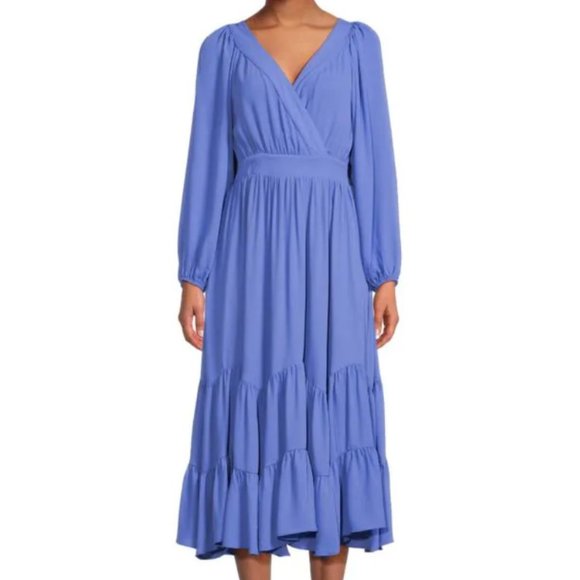 NEW, NEVER WORN Tahari Surplice-Neckline Tiered Midi Dress (M) - Picture 1 of 5